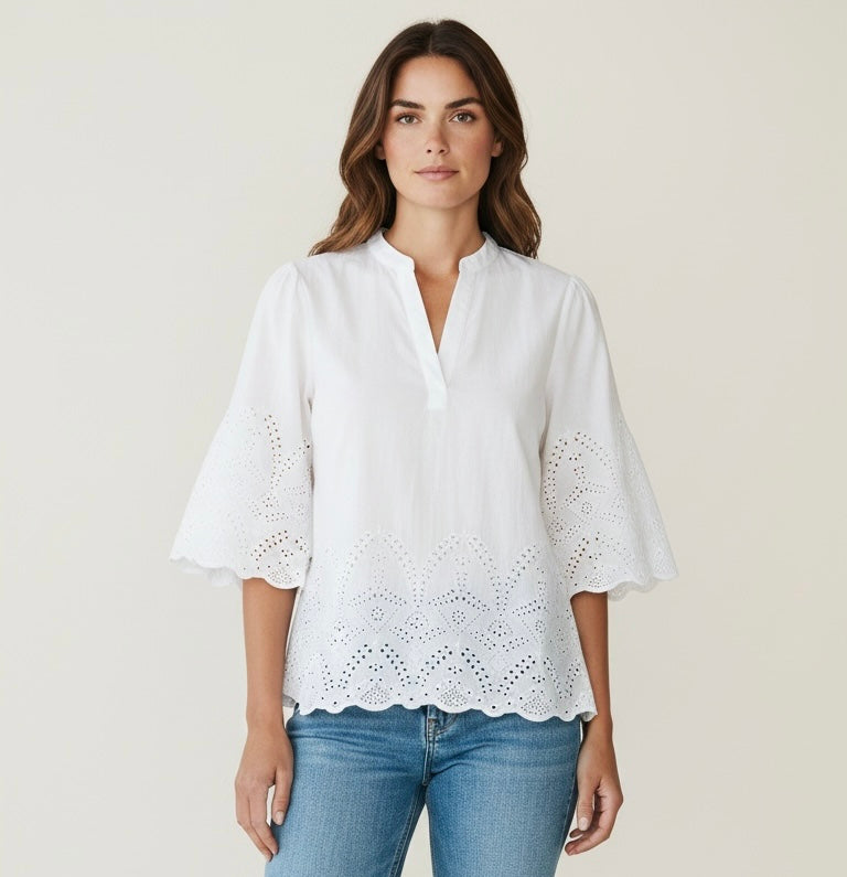 CAMICIA CON RICAMI SOTTO E SULLE MANICHE