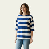 T-shirt con manica 3/4 righe larghe