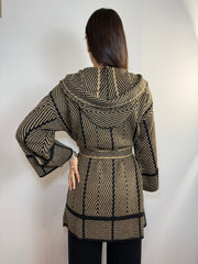 Cardigan con cappuccio e cintura