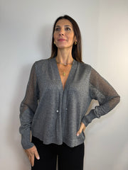 Cardigan con maniche a rete