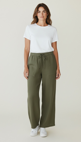 Pantalone dritto effetto lino