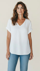 BLUSA SCOLLO A V BOTTONCINO DIETRO