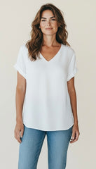 BLUSA SCOLLO A V BOTTONCINO DIETRO