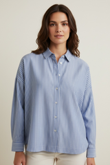 Camicia over a righe giro sceso