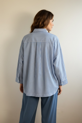 Camicia over a righe giro sceso