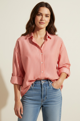 Camicia over a righe giro sceso