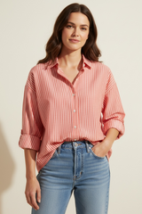 Camicia over a righe giro sceso