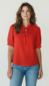 Camicia con laccetti manica palloncino