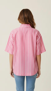 Camicia a scatola rigata con tasche