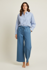 Pantalone tessuto felpa largo con tasche e coulisse