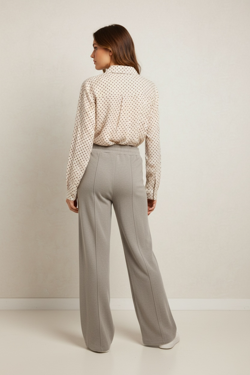PANTALONE PIQUET LARGO CON ELASTICO IN VITA - image 2