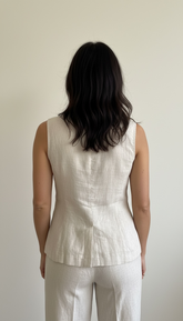 Gilet scampanato con bottoni effetto lino