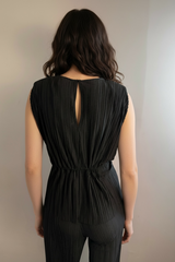 Maglia plissettata con spalline e coulisse