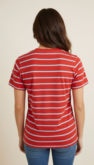 T-shirt rigata con scritta oui oui