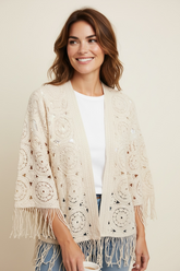 Cardigan lavorato con frange