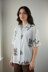 Camicia fantasia righe e fiori