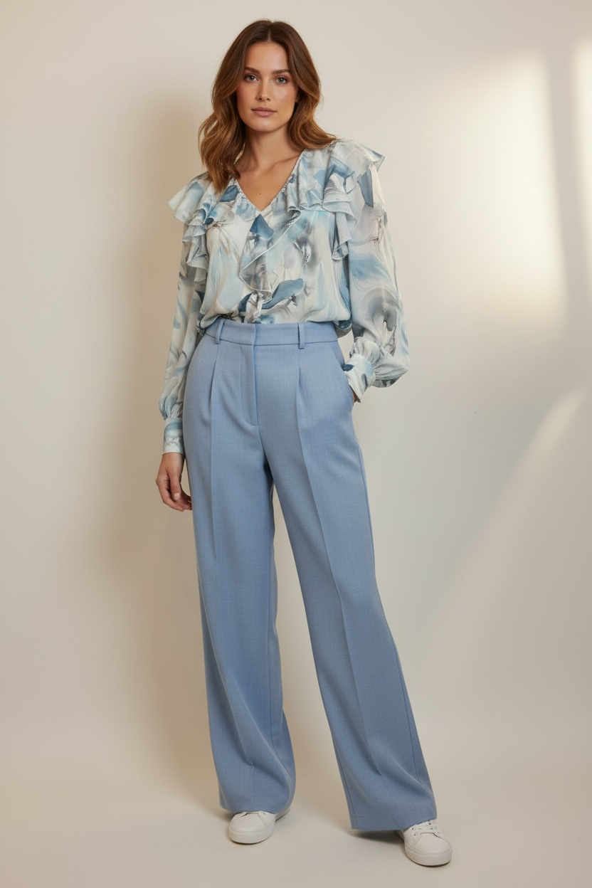 PANTALONE PALAZZO CON TASCHE A FILO