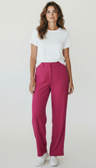 Pantalone palazzo con elastico in vita senza tasche