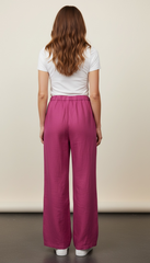 Pantalone palazzo con elastico in vita senza tasche