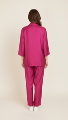 Pantalone palazzo con elastico in vita senza tasche