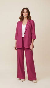 Pantalone palazzo con elastico in vita senza tasche
