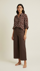 Camicia in viscosa a pois bottoni nascosti