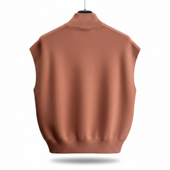 Gilet in maglia smanicato linea dritta e ampia