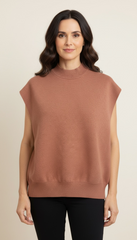 Gilet in maglia smanicato linea dritta e ampia