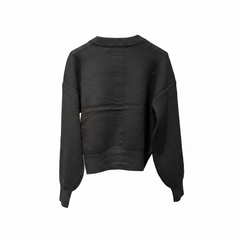Cardigan girocollo a costine con bottoni frontali metallici