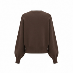 Maglione a girocollo con spalle scese, polsini e orlo a coste