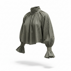 Blusa Donna Collo Alto Maniche a Palloncino | Volant
