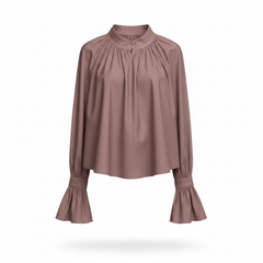 Blusa Donna Collo Alto Maniche a Palloncino | Volant
