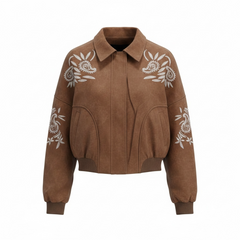 Bomber Donna in Ecopelle Scamosciata Ricamata Paisley