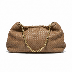 Borsa con manico a catena dorata e tracolla