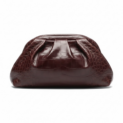 Pochette effetto coccodrillo con catenina