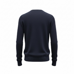 Maglione blu scollo a V in maglia rasata
