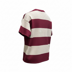 Maglione a mezza manica a righe larghe