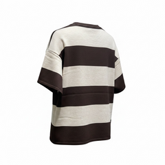 Maglione a mezza manica a righe larghe