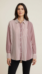 Camicia a righe oversize con taschino