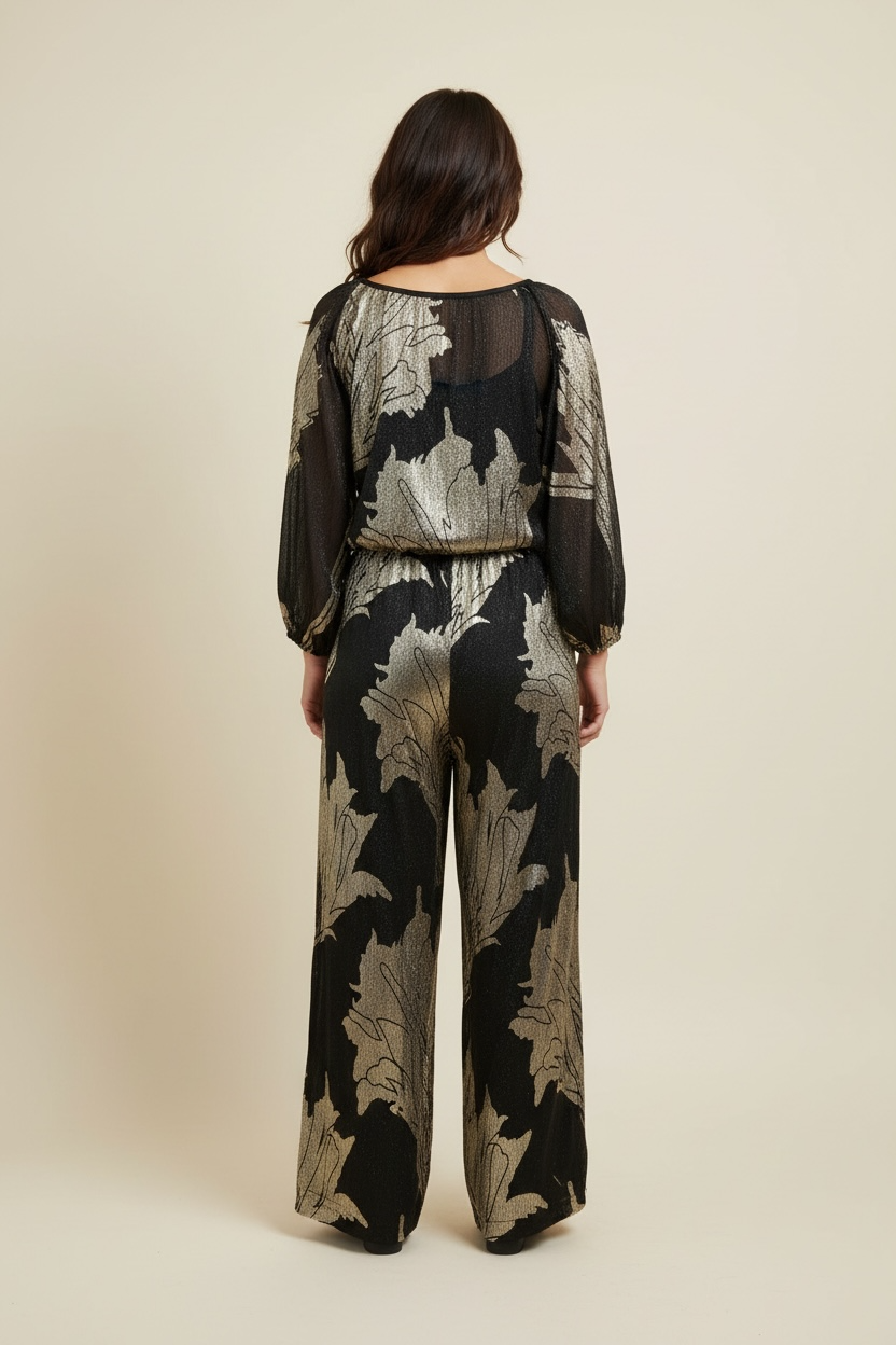 PANTALONE IN VELO A PALAZZO CON ELASTICO IN LUREX - image 4
