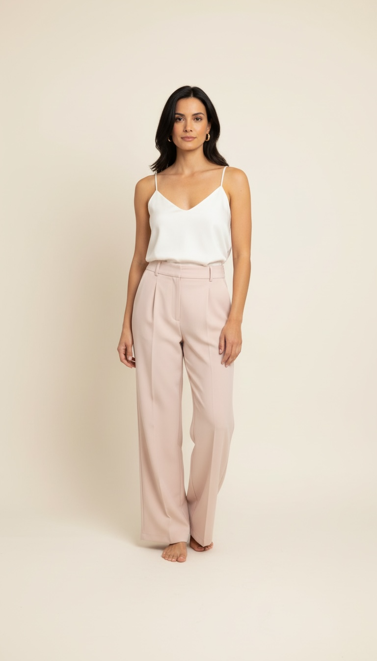 PANTALONE A PALAZZO CON PICCOLE PENCES