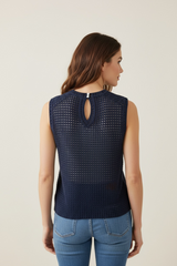 Maglia a giro tessuto lavorato uncinetto
