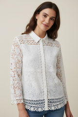 Camicia lavorata con bottoni manica lunga