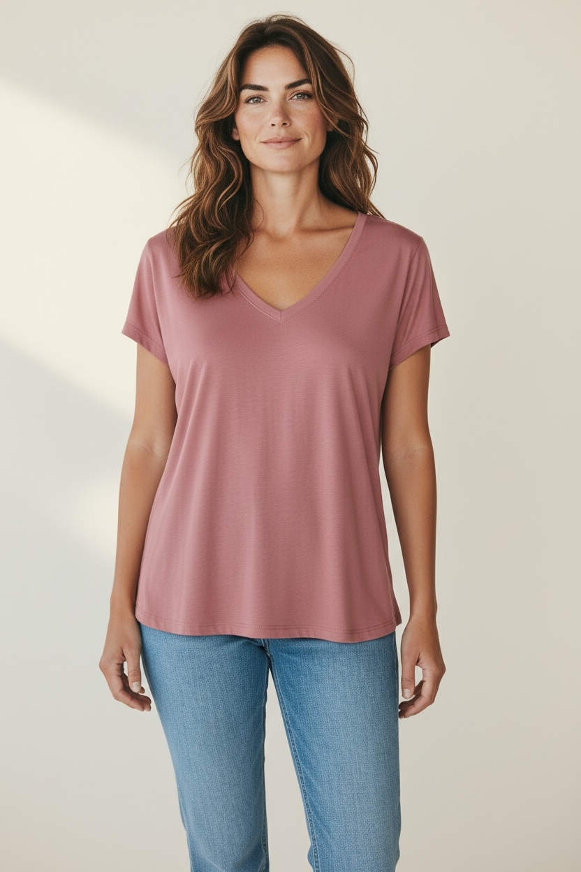 T-SHIRT CON SCOLLO A V - image 5