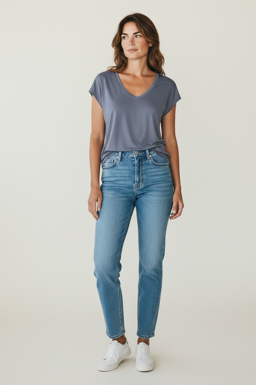 T-shirt con scollo a v