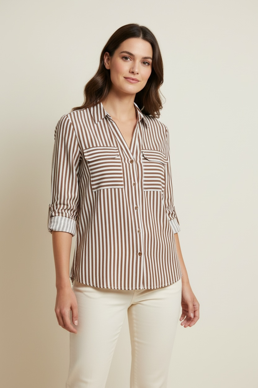 CAMICIA A RIGHE CON TASCA SUL DAVANTI - image 3