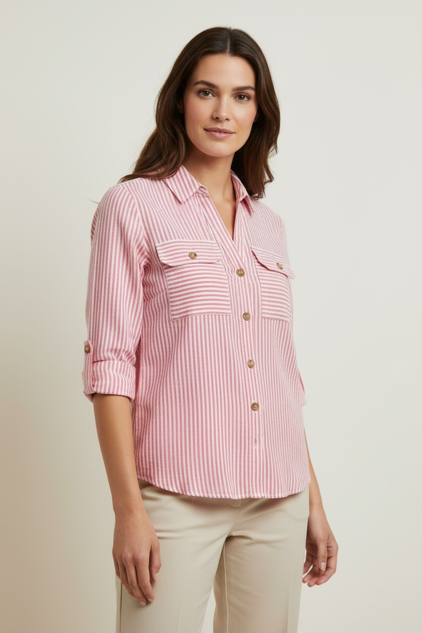 CAMICIA A RIGHE CON TASCA SUL DAVANTI - image 5