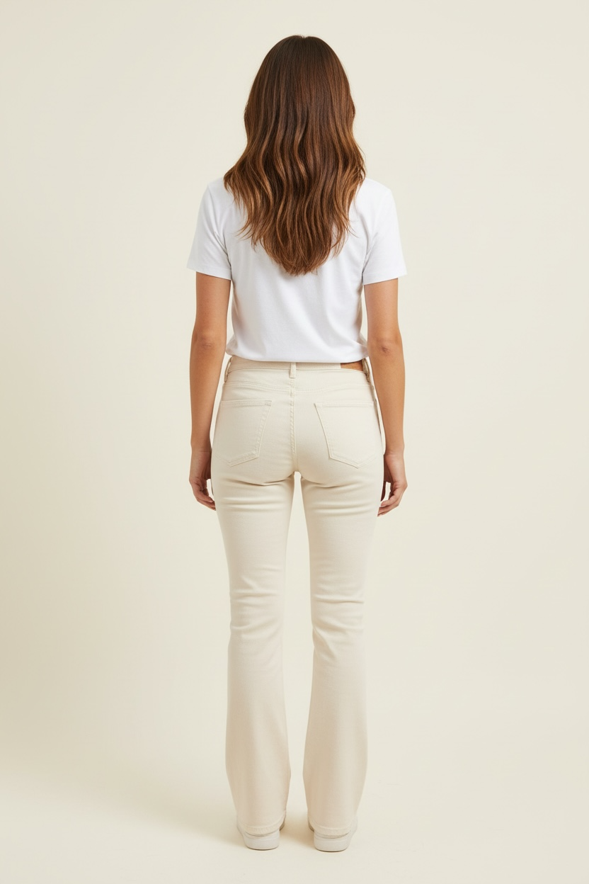 Jeans a zampa 5 tasche crema