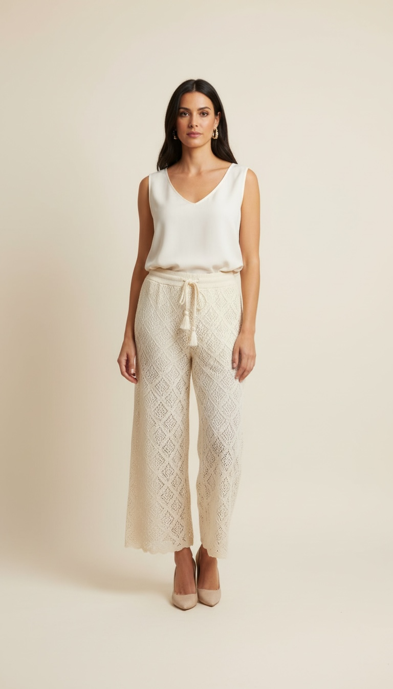Pantalone con lavorazione in maglia