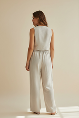 GILET IN LINO CON BOTTONI - image 3
